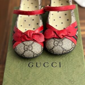 Gucci Kids Red and Tan Dress Shoes